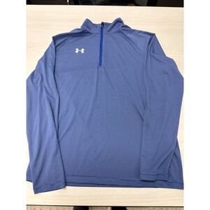Under Armour HeatGear 1/4 Zip Pullover Blue Striped Loose Fit Men's XL